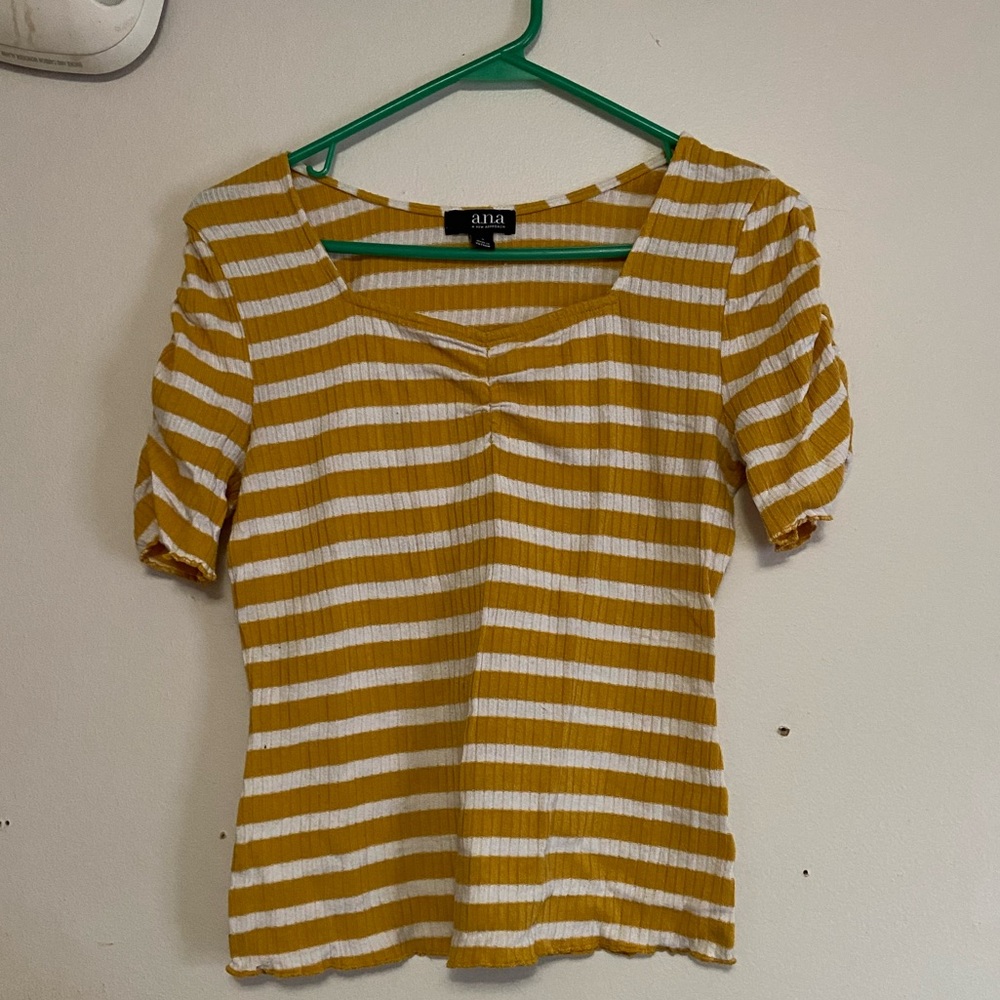 Ana yellow and white striped shirt